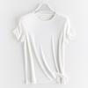 Bohang Seda de Amora Básica Feminina Top Solto Ajuste Slim Ombro Manga Curta Gola Redonda Cor Sólida Camiseta de Manga Curta para Mulheres