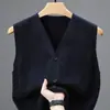 Chaleco Otoñal de Moda para Hombre, Cárdigan para Hombre de Mediana Edad, Chaleco de Punto Cálido sin Mangas