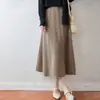 Nova Saia de Malha 100% Lã Outono/Inverno 2026 para Mulheres, Cintura Alta Elástica Casual Linha A, Emagrecedora e Moderna