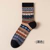 Meias Masculinas de Outono e Inverno com Ponto Duplo e Dupla Face Estilo Étnico Quentes de Cano Médio Meias Casuais de Algodão Tendência Masculina Estilo Britânico Meias Absorventes de Suor