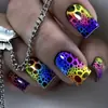 Pegatinas para Uñas Cuadradas de Longitud Media con Gradiente de Puntos Azules, Pegatinas para Uñas de Moda Europeas y Americanas, Removibles y Portátiles