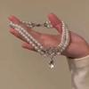 Collar de Perlas de Imitación Doble Capa Super Brillante Incrustado con Diamantes para Mujer, Nuevo Modelo 2024, Lujo Ligero, Estilo de Nicho, Cadena de Clavícula de Alta Gama