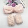 Faixa de cabelo de pelúcia com laço para máscara facial, faixa de cabelo feminina para estudantes, antiderrapante, lavável, conjunto de três peças, fabricantes de pulseiras de pulso