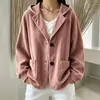 Outono Inverno 2026 Novo Estilo Transfronteiriço Moda Casual Feminina Europeia Americana Jaqueta com Capuz de Veludo Cotelê Cardigan Moletom Top