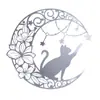 Artesanía de Hierro Forjado Silueta Decoración de Gato para Hogar Sala de Estar Dormitorio Decoración de Pared Bar Colgante Decoración de Pared Almacenamiento de Pared