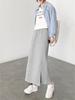 Falda Gris para Mujer, Nuevo Estilo Primavera y Otoño 2026, Falda Midi Deportiva con Abertura, Corte Recto, Aspecto de Alta Gama