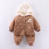 Roupas finas de algodão acolchoadas para bebês 2024 outono e inverno novos meninos e meninas casual cardigã engrossado de duas peças para crianças estilo ocidental roupas de inverno