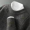Suéter 100% lã outono e inverno para homens, espessado e quente, malha casual para homens jovens e de meia-idade, atacado direto do fabricante