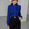 Verano 2025 Europeo y Americano Amazon Transfronterizo Nuevo Estilo Commuter Color Puro Hongo Francés Tops Blusa de Manga Larga
