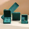 Caja de joyería de terciopelo con esquinas redondeadas, caja para anillos, caja de almacenamiento para pendientes y collares, caja para pulseras de joyería, caja de embalaje para accesorios