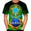 Camiseta Masculina Casual Solta com Gola Redonda, Estampa Digital 3D, Nova Bandeira Nacional, Transfronteiriça, Tamanho Grande, Manga Curta