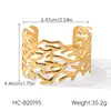 Pulsera Ancha de Acero Inoxidable en Oro de 18K Procesada y Personalizada, Pulsera Abierta que No se Desvanece, Joyería de Mano de Alta Gama, Joyería de Acero de Titanio
