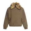Chaqueta Retro Americana con Cuello de Solapa y Cuello de Piel Engrosada para Hombres y Mujeres Nuevo Diseño Invierno 2025 Holgada Casual Abrigo de Algodón