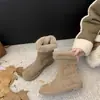 Botas de nieve populares, botas de algodón de suela gruesa para mujer, nueva colección de invierno 2026, forradas de forro polar y cálidas, botas cortas esponjosas, botas cortas engrosadas para mujer