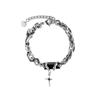 Pulseira de Diamante Negro em Forma de Estrela para Homens, Aço Inoxidável, Design que Não Desbota, Novo Acessório Versátil para Mulheres, Joia Simples e de Alto Padrão