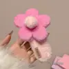 Pasador de Flor de Felpa Otoño e Invierno para Mujer, Pasador Lindo y Dulce en la Parte Trasera de la Cabeza, Pinza de Pato, Pasador Grande de Una Sola Línea Accesorio para el Cabello