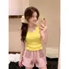 Pijama de Camisola Estilo Coreano Ins con Almohadillas en el Pecho para Mujer, Shorts Florales de Verano que se Pueden Usar Afuera, Conjunto de Ropa de Casa Estilo Dopamina