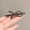 Pinza para el Cabello con Lazo de Pedrería para Mujer, Nuevo Clip de Primavera para el Lado o la Parte Trasera de la Cabeza, Exquisito y Elegante Accesorio para el Cabello de Clip Horizontal de Alta Gama