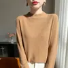 Camiseta básica de un solo color con textura transfronteriza, lista para usar, de cuello semialto para mujer, suéter interior fino de lana para otoño e invierno