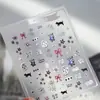 Adesivos de Unha Artística Kx478 Estilo Coreano Tensor com Relevo Desenho Animado Flor Gato Laço Coração Adesivos de Unha