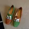 Zapatos sin cordones de cuero suave simples Zapatos planos tipo mocasín de cuero suave cómodos Calzado exterior nuevo para mujer Bordado
