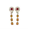 Pendientes de botón cuadrados geométricos de plata vintage usados con incrustaciones de diamantes pendientes de estilo de corte retro pendientes de diseño de nicho