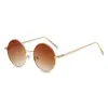 Gafas de Sol Redondas de Metal Retro Hip-Hop Europeas y Americanas para Hombre, Gafas de Sol de Moda de Alta Gama con Personalidad para Viaje para Mujer, Tendencia al por Mayor