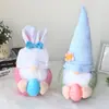 Musgo Transfronteiriço Coelho da Páscoa Segurando Ovo Boneca Enfeites Fofo Sem Rosto Velho Orelhas de Coelho Boneca Enfeites