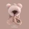 Inverno 2024 Novo Cachecol de Pelúcia Espesso com Desenho de Cachorro Pacha Integrado com Chapéu de Pelúcia para Estudantes