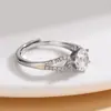 Anillo de Diamante Carat D Color Doble Anillo Clásico de Seis Garras, Lujo Accesible y Moderno Grupo de Doble Anillo Anillo de Diamante con Incrustaciones de Diamante Anillo de Compromiso