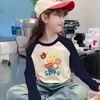 Camiseta de Manga Larga con Bloques de Color Patchwork Cálida de Felpa para Niñas 2026 Nuevo Otoño/Invierno Top de Cuello Redondo para Niños