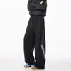 Calça de moletom masculina da moda para primavera e outono, simples e casual, com caimento relaxado, design de perna reta e pernas largas, perfeita para uso casual e esportes