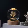Bola de Cristal Galaxia Creativa Transfronteriza Grabada con Láser 3D Luz Nocturna Luminosa Adorno de Escritorio Base de Madera Regalo de Cumpleaños