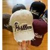 Gorra de Béisbol de Alta Gama Estilo Coreano con Bordado de Letras para Hombre, Gorra Suave Vintage Desgastada con Visera Ancha, Sombrero Pequeño Adelgazante