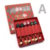 Juego de Cuchara y Tenedor Navideños Transfronterizos Acero Inoxidable Vajilla Cuchara de Postre Taza de Café Linda Cuchara y Tenedor Navideños Set de Regalo Caja de Regalo