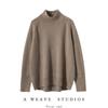 Suéter Gola Alta Igual ao de Faye Wong Lã Pura Outono e Inverno Novo Suéter Espesso Solto Tricotado Camisa para Sobreposição Interna Tamanho Grande