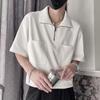 Camiseta de manga corta para hombre, marca de moda, guapo, media cremallera, verano, ropa para hombre 2023, nuevo, holgado, media manga