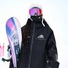 Chaqueta de esquí acolchada y engrosada a prueba de viento e impermeable de estilo invernal con estampado de letras, chaqueta de nieve cálida con capucha unisex