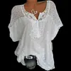 2021 Nova Camisa de Renda Bordada de Manga Morcego com Decote em V para Mulheres Europeias e Americanas eBay Amazon Estação Independente