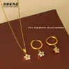 Collar de Acero Inoxidable de Trébol de Cinco Hojas de Colores con Circonita para Mujer con Diamantes, Collar de Clavícula de Lujo Ligero de Nicho de Gama Alta para la Costa