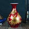 Garrafa Cerâmica Peônia com Esmalte de Cristal de Jingdezhen para Sala de Estar Casa Artesanato Estilo Chinês Ornamentos Decorativos de Porcelana