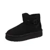 Botas de neve femininas com sola grossa, novo estilo inverno 2026, casuais, que aumentam a altura, botas curtas, forradas com fleece, espessadas para aquecimento, sapatos de algodão estilo nordestino
