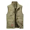 Novo Colete Masculino 2025 para Primavera e Outono com Múltiplos Bolsos, Colete Casual Outdoor com Gola Alta e Logo, Estilo Curto para Roupa de Trabalho