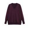 Otoño Nuevo Suéter de Punto para Mujer Cuello en V Holgado de Longitud Media Estilo Europeo y Americano Versátil Mezclado Color Sólido Estilo Transfronterizo