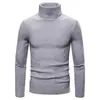 Suéter de cuello alto liso para hombre de comercio exterior transfronterizo otoño e invierno versión coreana ajustado juvenil suéter de punto inferior a rayas