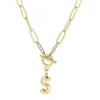 Amazon Europeo y Americano Transfronterizo Nuevo Collar de 26 Letras Acero Inoxidable Lujo Ligero Simple Cierre Ot Cadena para Clavícula Joyería para Mujeres