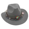 Comércio Exterior Chapéu Étnico de Minorias Borla Chapéu de Cowboy Ocidental Chapéu de Jazz Chapéu de Feltro Turquesa Chapéu de Sol Literário para Exterior