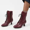 Botines Martin de tacón medio para otoño e invierno, botines de punta baja transfronterizos para mujer, color liso, cremallera lateral, suela de goma, antideslizantes, botines para mujer de talla grande