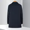 Chaqueta de Cachemira de Alta Gama para Hombre, Seda de Morera Otoño e Invierno de Longitud Media Acolchado Espeso con Relleno de Plumón de Ganso Lana Outwear para Hombre