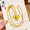 Tienda de Oro Mismo Estilo Collar de Corazón Picado Chapado en Oro Alta Retención de Color Floral Mariposa Moneda de los Cinco Emperadores Collar Venta al por Mayor